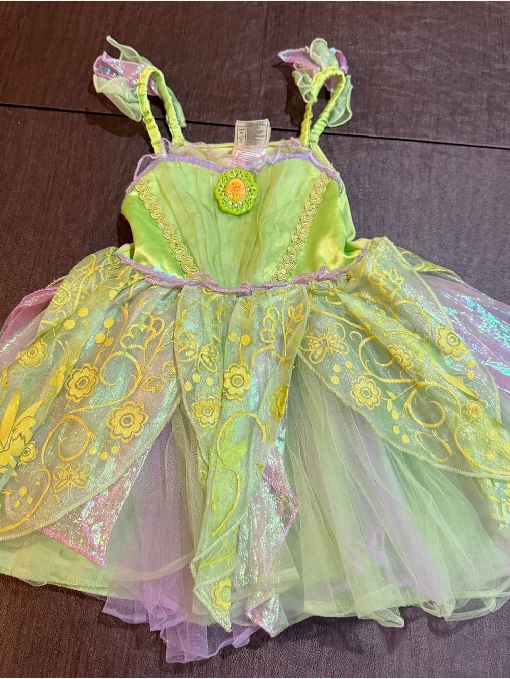 Disney Store Tinker bell Green and Pink Fairy Tulle Costume Dress Sz 4 XS